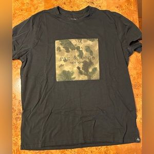 Rag & Bone Black Ink Camo Square Graphic Men's Tee T-shirt L